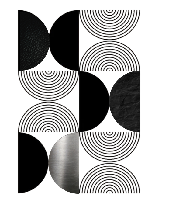 Geometric Bauhaus composition with leather and brushed metal textures
